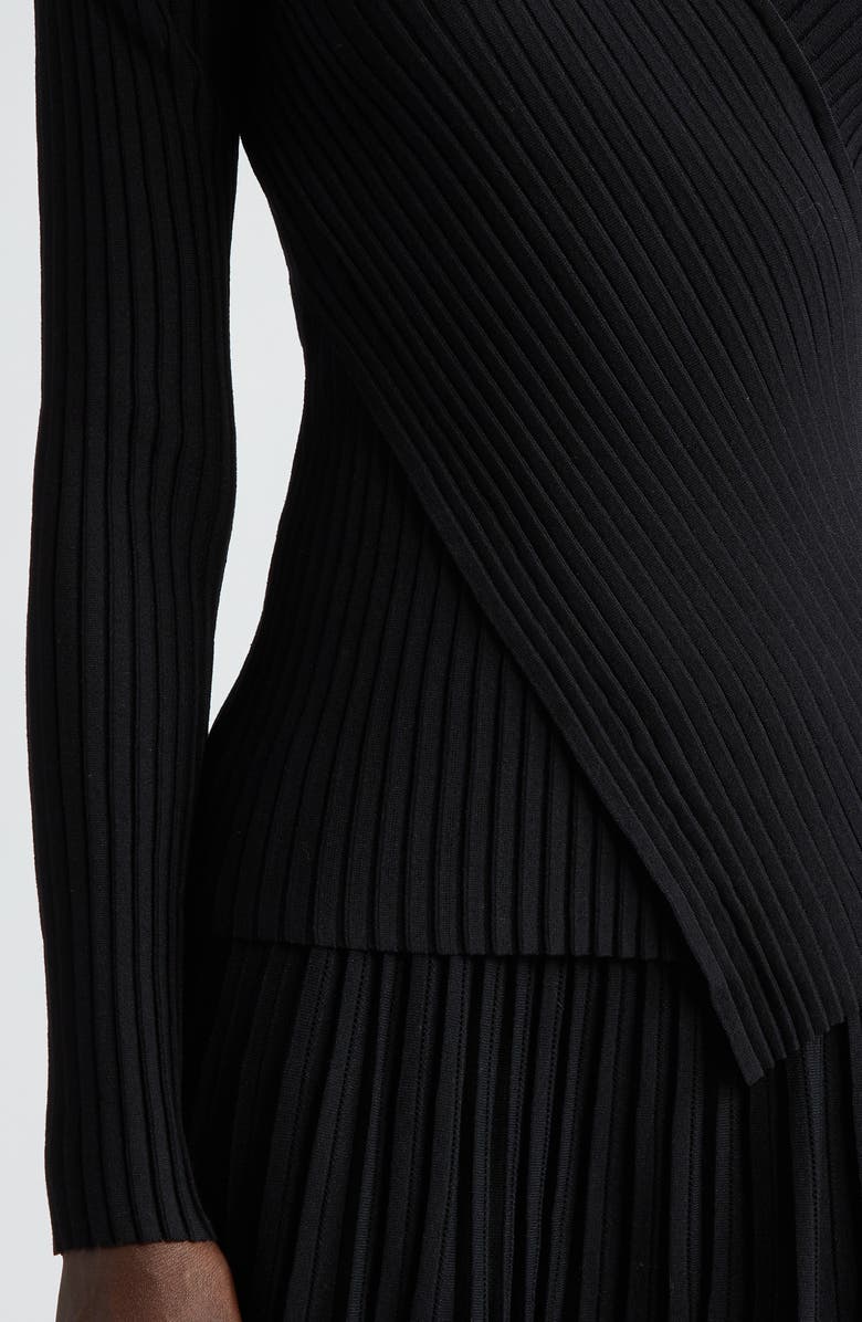 Lafayette 148 New York Wrap Front V-Neck Rib Sweater, Alternate, color,