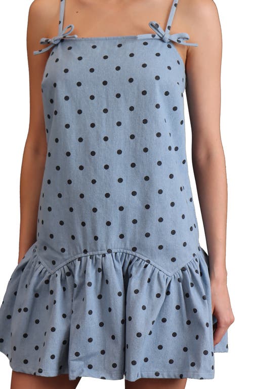 Avec Les Filles Drop Waist Denim Minidress In Gray