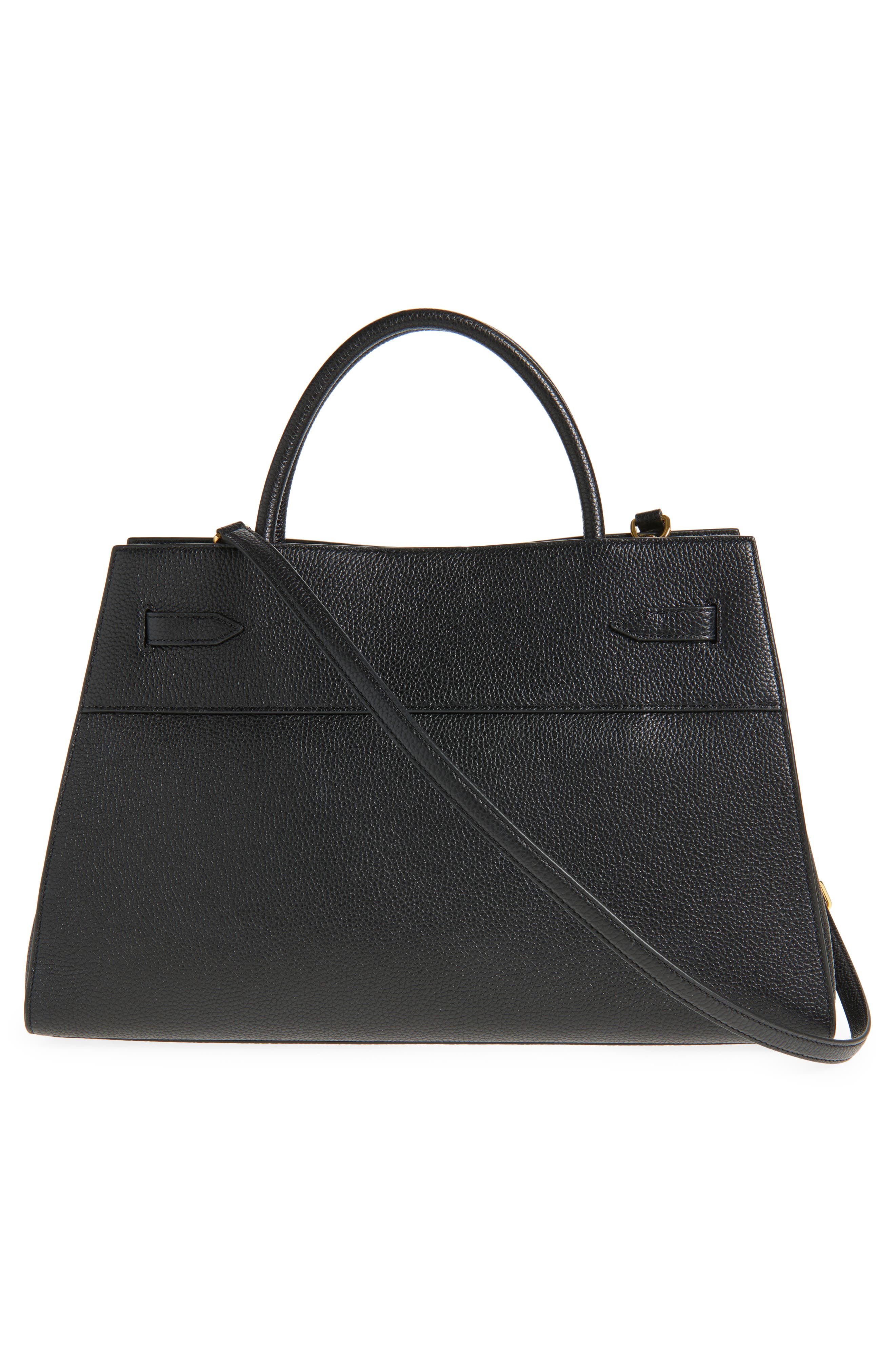 Veronica Beard Large Dash Leather Tote, Alternate, color, Black
