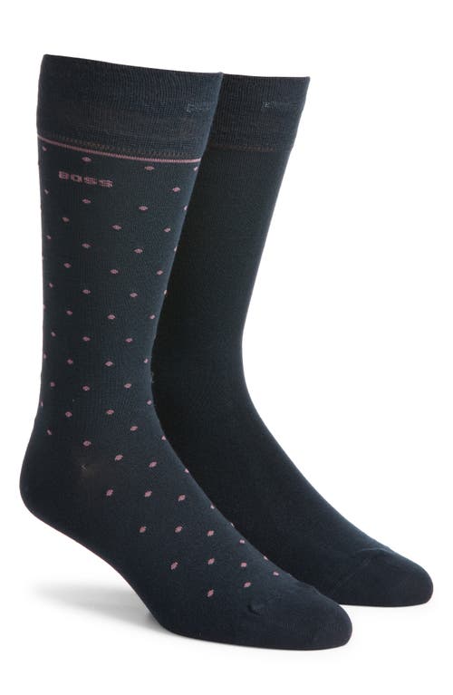 Hugo Boss Boss Assorted 2-pack Neat & Solid Dress Socks In Dark Blue