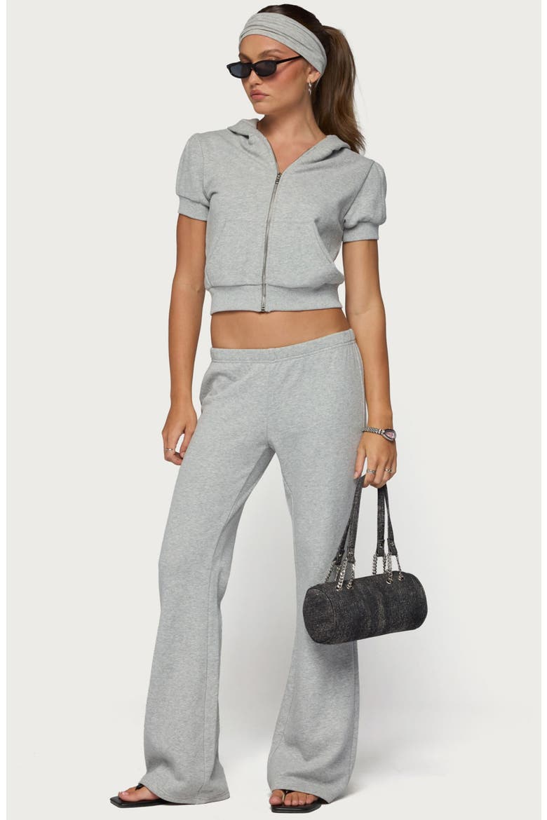 Rachel Short Sleeve Zip Hoodie, Alternate, color, GRAY-MELANGE