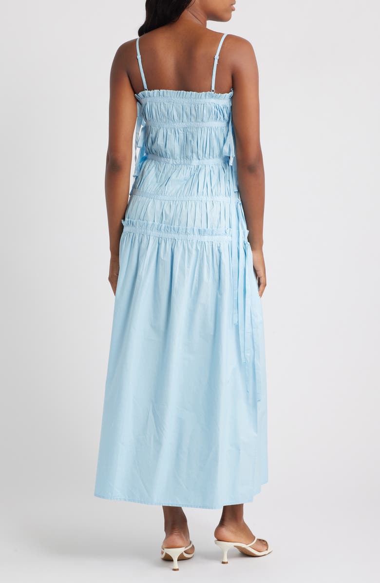 Topshop Pleat Detail Cotton Maxi Sundress, Alternate, color, Medium Blue