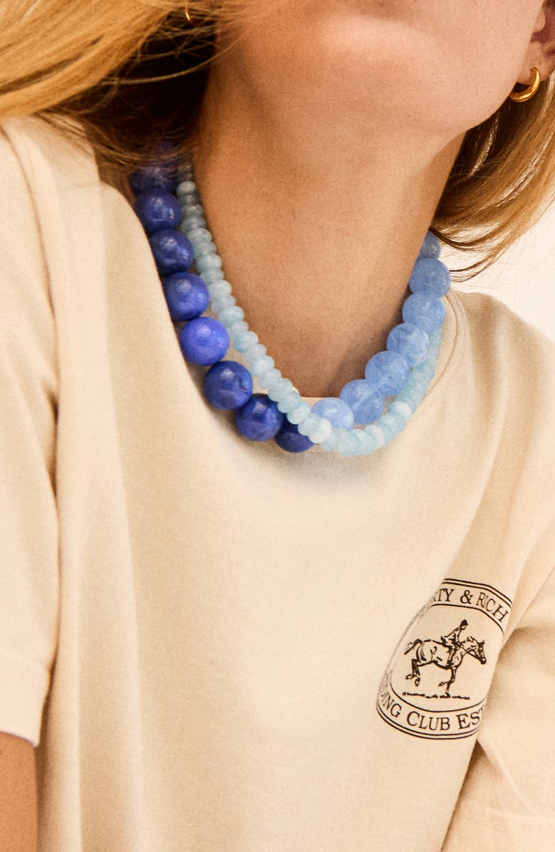 BaubleBar Jane Rainbow Semiprecious Beaded Necklace, Alternate, color, Blue