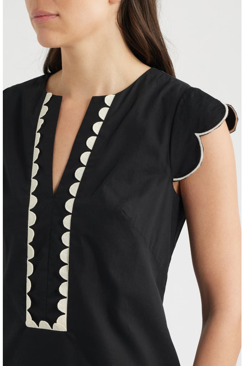 Scallop Ruffle Hem Dress, Alternate, color, BLACK NATURA