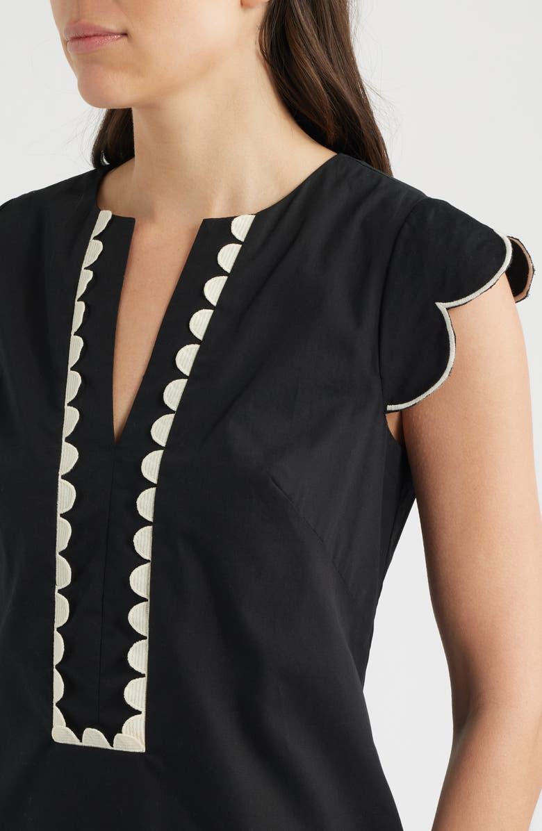 Eliza J Scallop Ruffle Hem Dress, Alternate, color, Black Natura