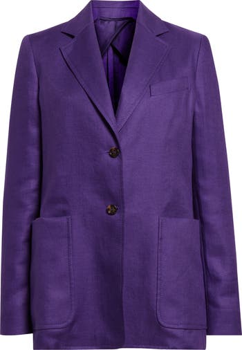 ジャケット MAX MARA GUGLIA BLAZER Single-breasted linen blazer, olive green | 