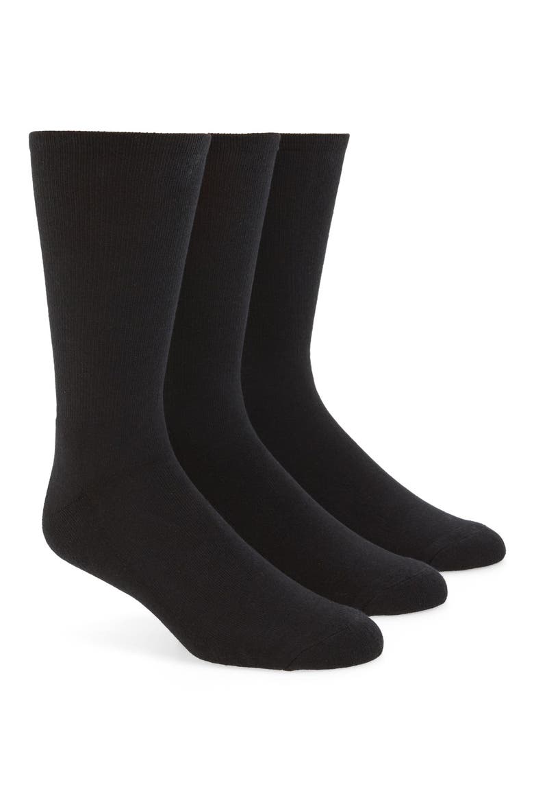 3-Pack Cotton Blend Socks, Main, color, BLACK