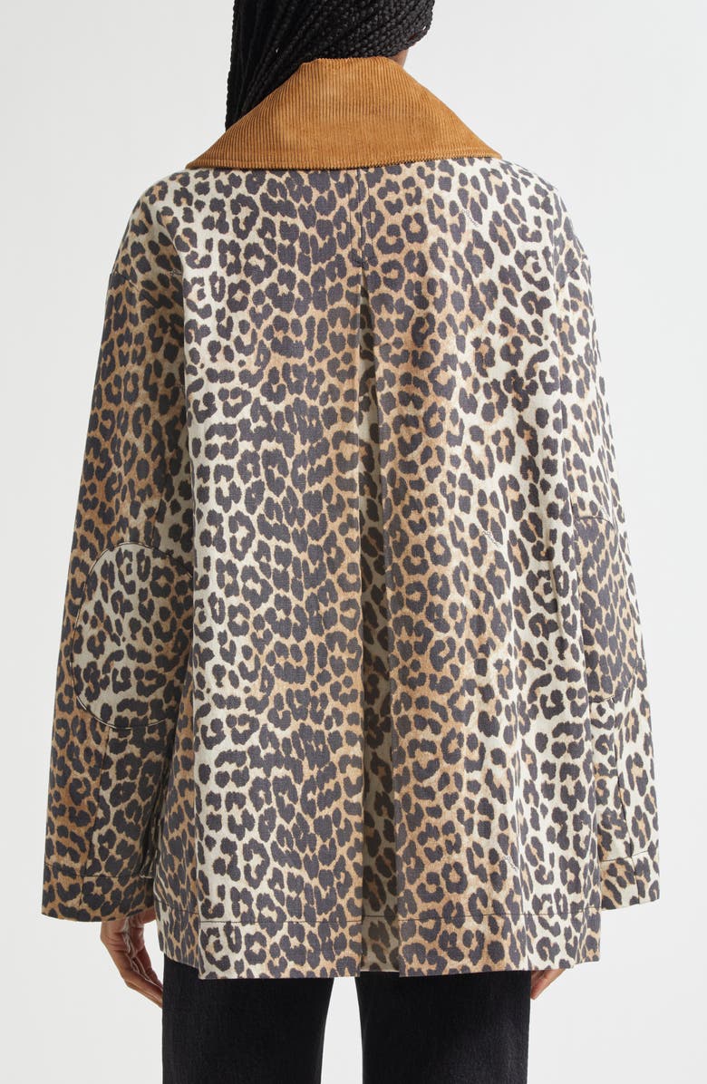 Ganni Printed Canvas Jacket, Alternate, color, Almond Milk