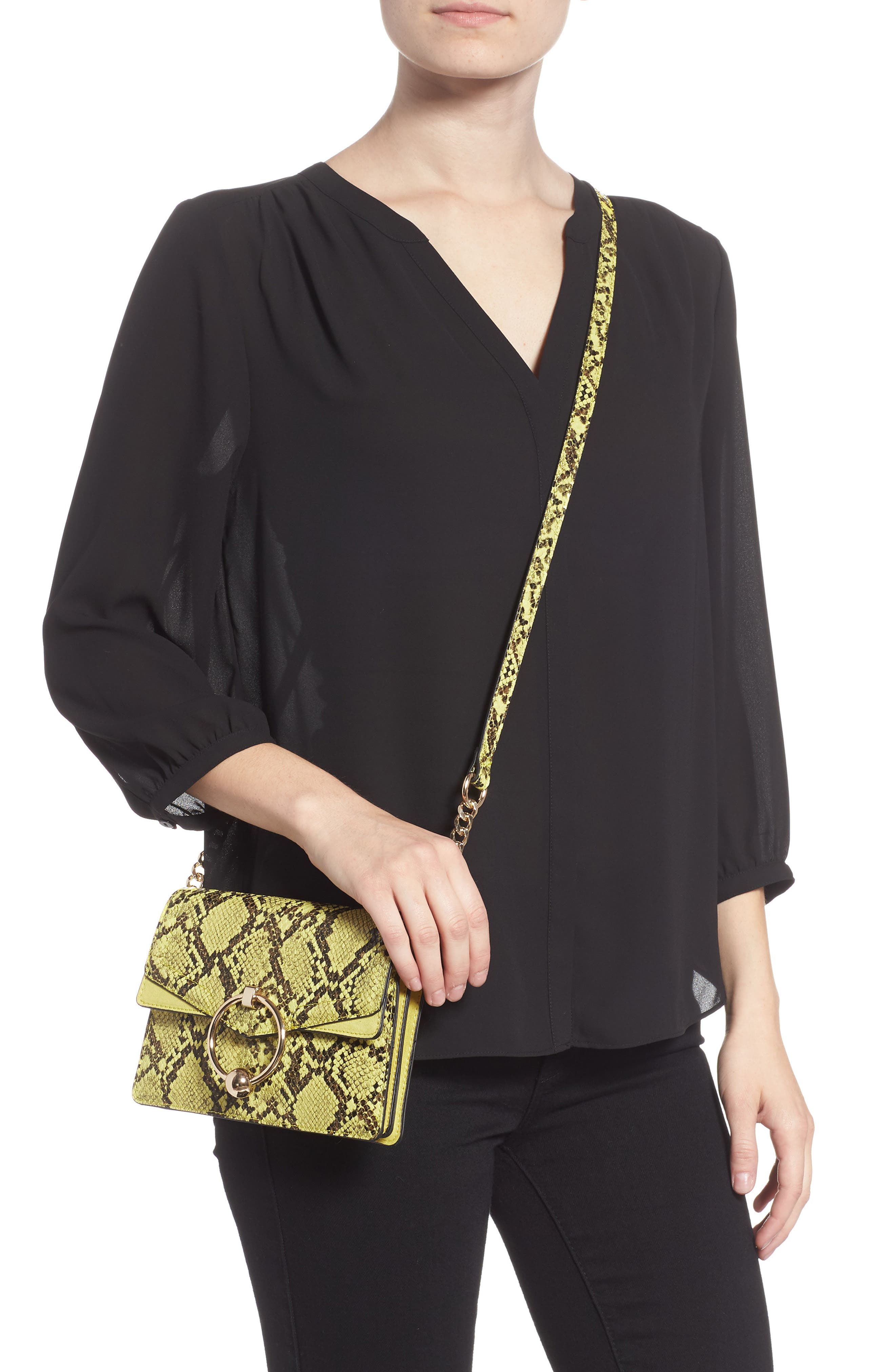 Topshop Selina Snake Effect Crossbody Bag, Alternate, color, 