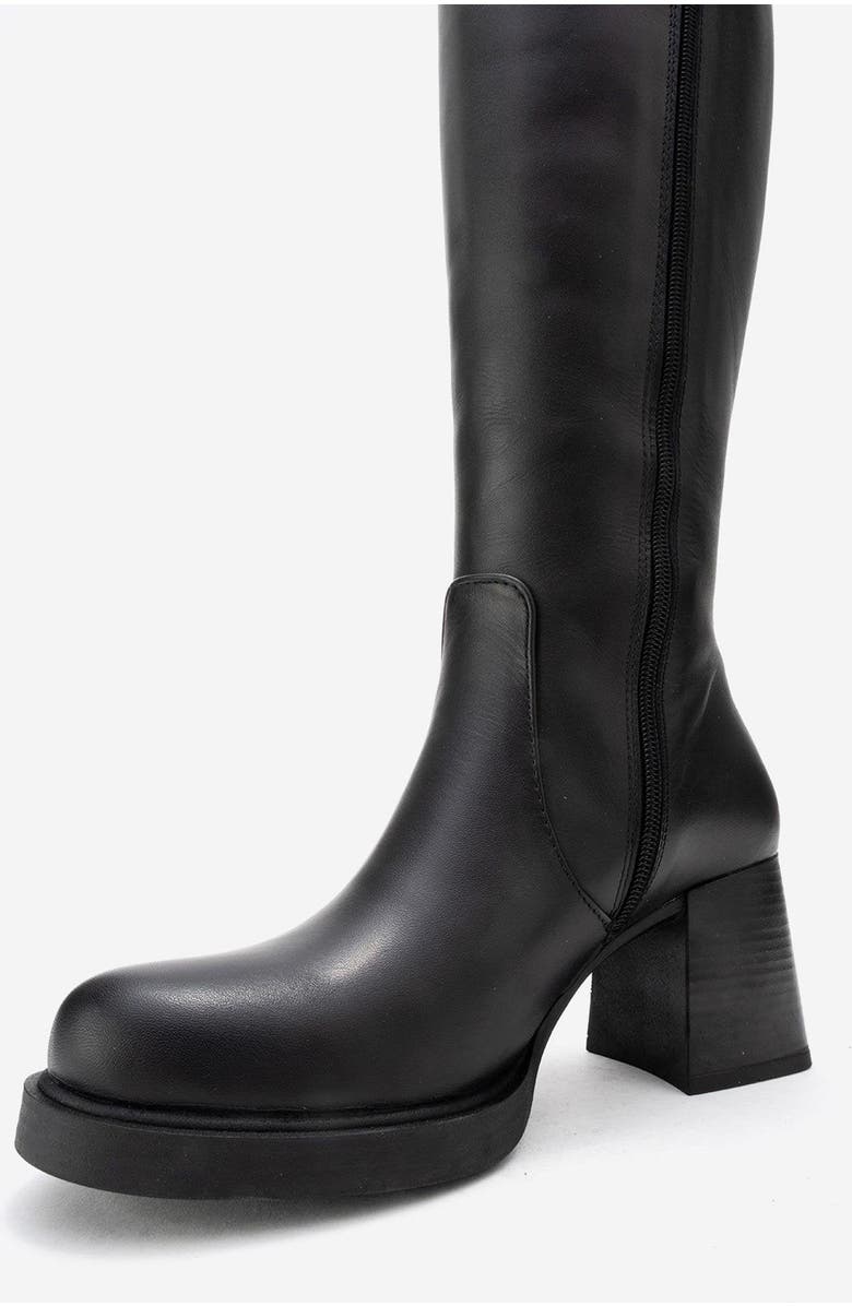 Forever & Always Shoes Lensa Leather Block Heel Boot, Alternate, color, Black