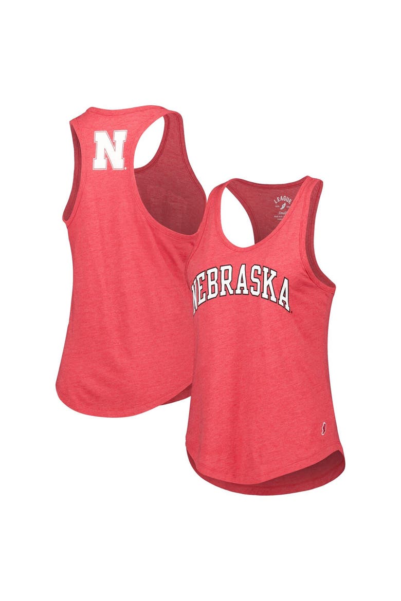 Women's League Collegiate Wear Heather Scarlet Nebraska Huskers Two-Hit Intramural Tri-Blend Scoop Neck Racerback Tank Top, Main, color, Scarlet
