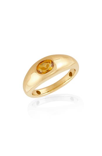 Frankie & Zoe 14k Yellow Gold Citrine Dome Ring In Yellow Gold