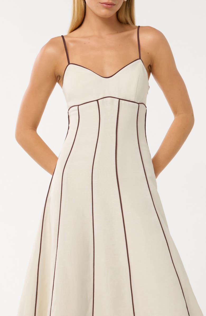 Ever New Roma Contrast Piping Midi Dress, Alternate, color, Porcelain/ Chocolate