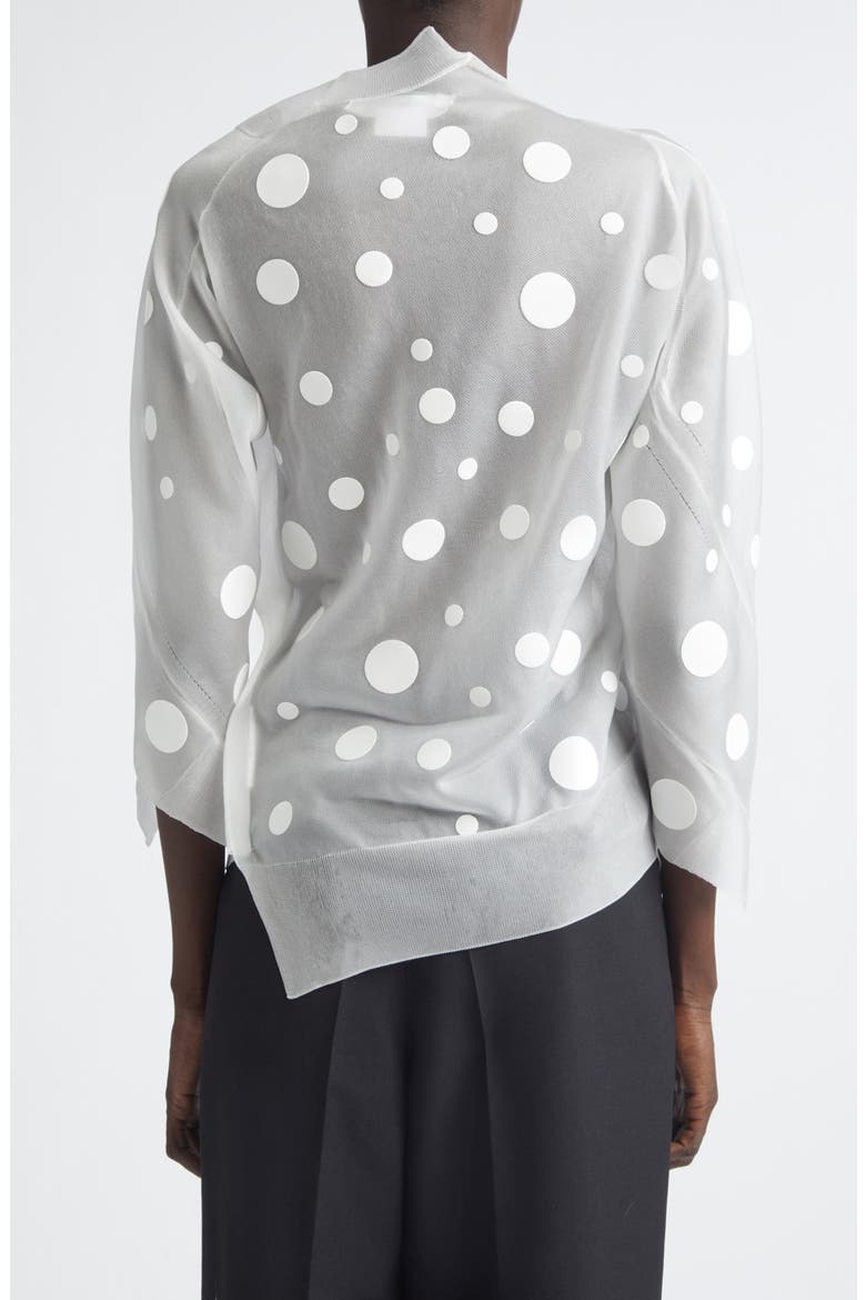 Polka Dot Jacquard Sheer Cardigan, Alternate, color, WHITE