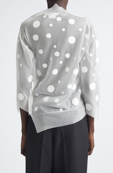 Polka Dot Jacquard Sheer Cardigan