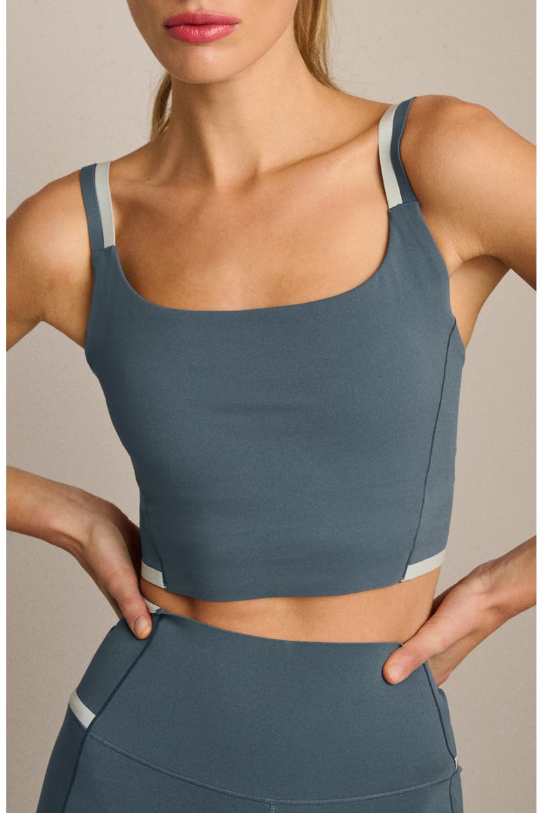 Instinct Contrast Longline UPF 50+ Sports Bra, Alternate, color, BLUE GRANITE