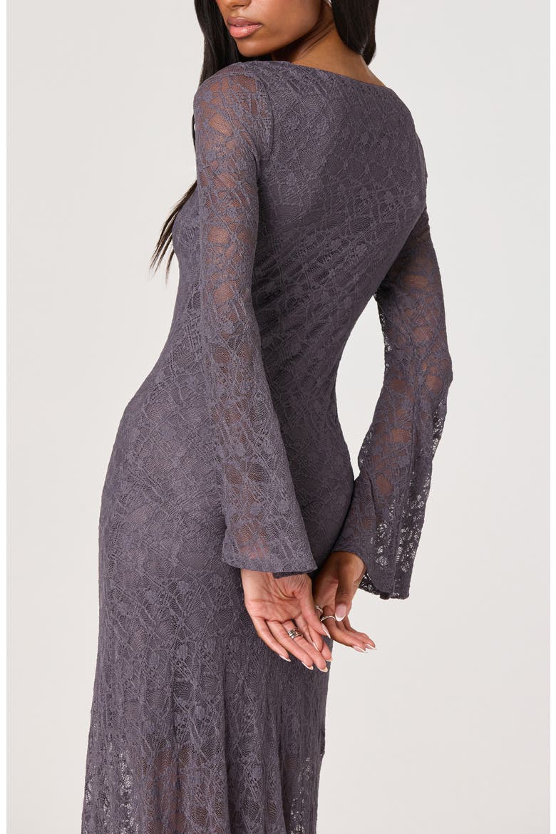 Long Sleeve Lace A-Line Maxi Dress, Alternate, color, MIDNIGHT CHARCOAL
