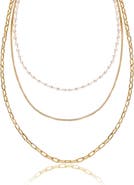 Ettika Faux Pearl Chain Layered Necklace