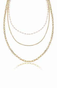 Ettika Faux Pearl Chain Layered Necklace
