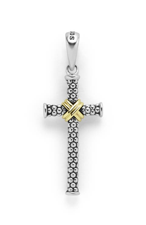 Men's Anthem Two-Tone Caviar Beaded X Cross Amulet