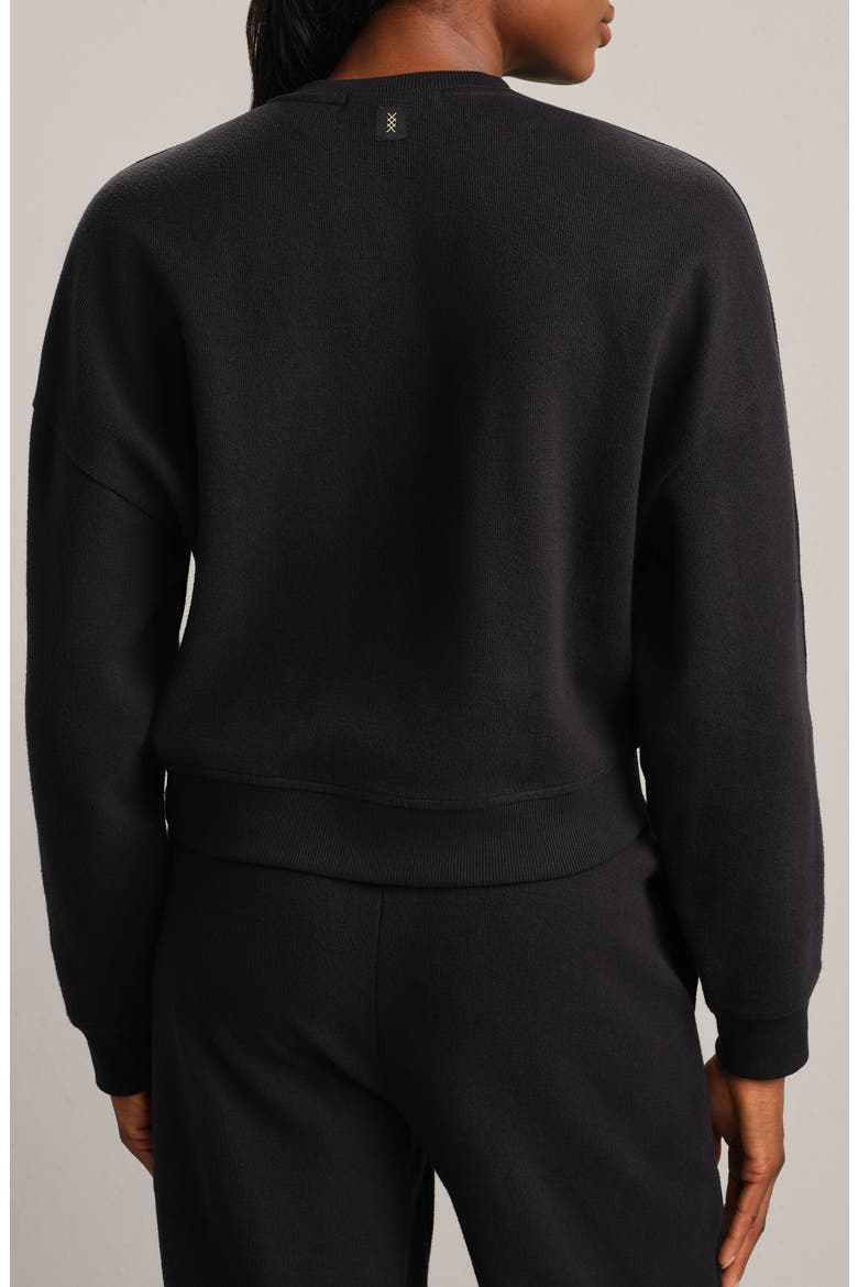 Signature Crewneck Cotton Blend Rib Sweatshirt, Alternate, color, PURE BLACK