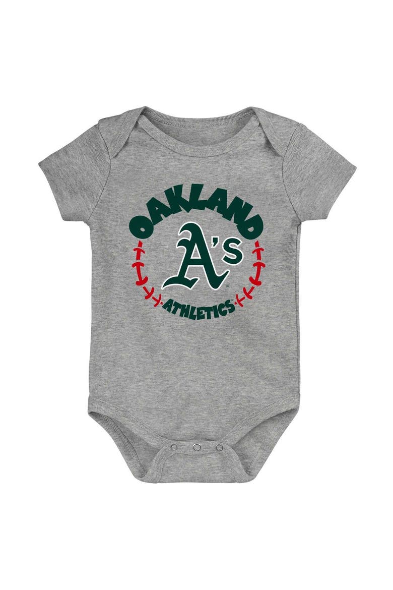 Newborn & Infant Gold/White/Heather Gray Oakland Athletics Biggest Little Fan 3-Pack Bodysuit Set, Alternate, color, Gold