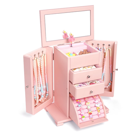 Kids Ballerina Musical Wooden Jewelry Box