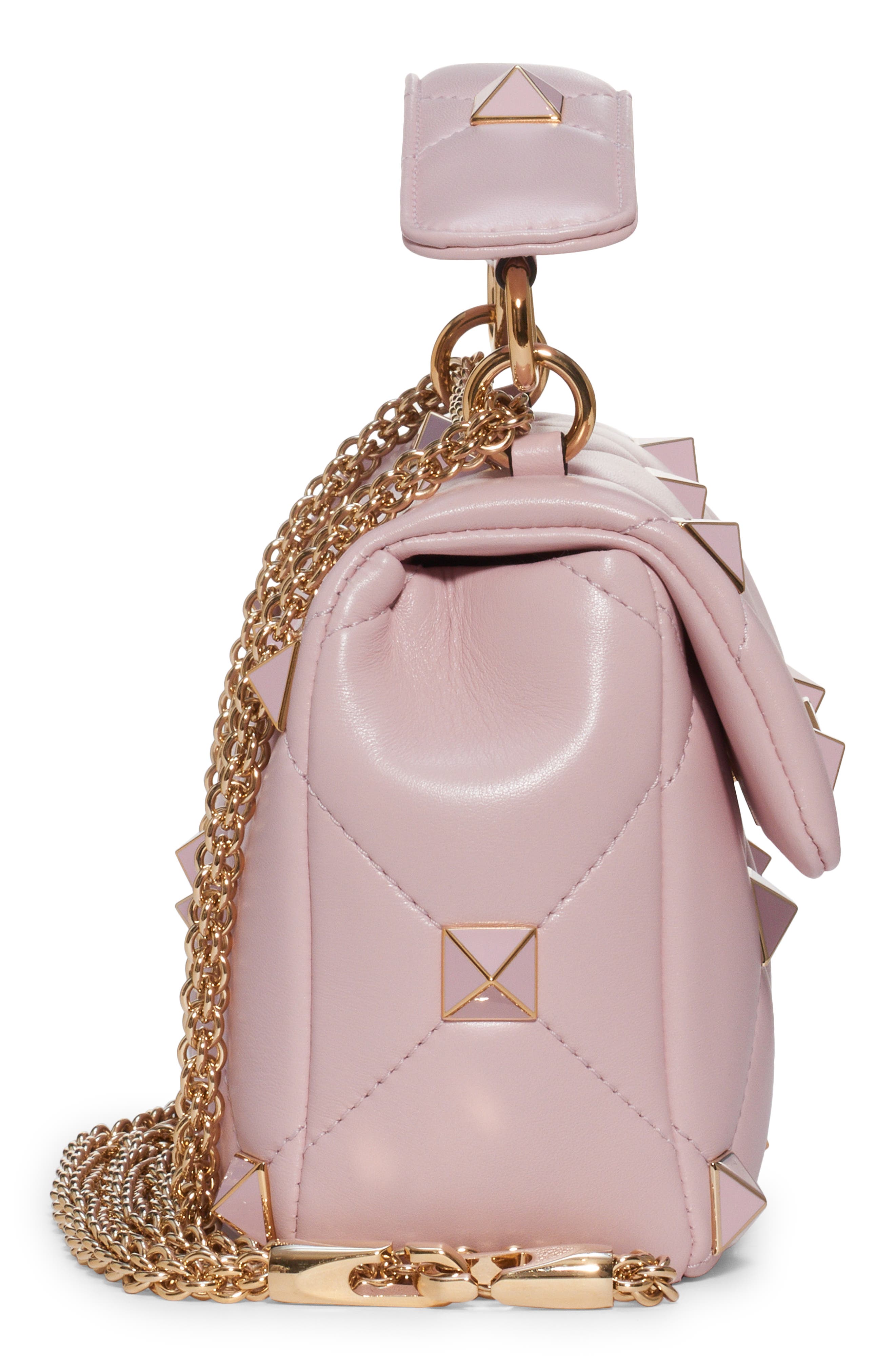 Valentino Garavani Medium Roman Enamel Stud Top Handle Bag, Alternate, color, 