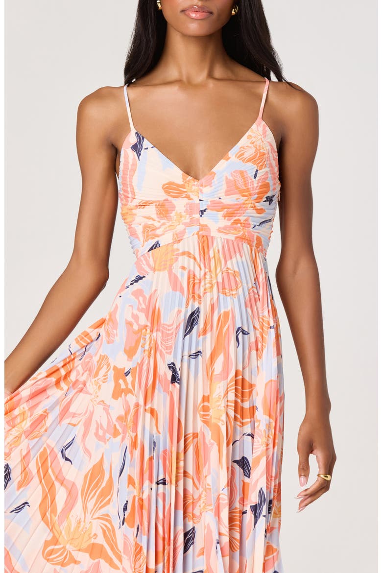 Blythe Pleated Maxi Dress, Alternate, color, ORANGE BLUE FLORAL