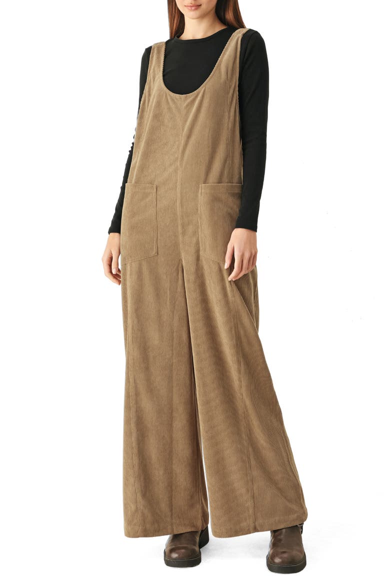 Wide Leg Corduroy Jumpsuit, Main, color, BROWN