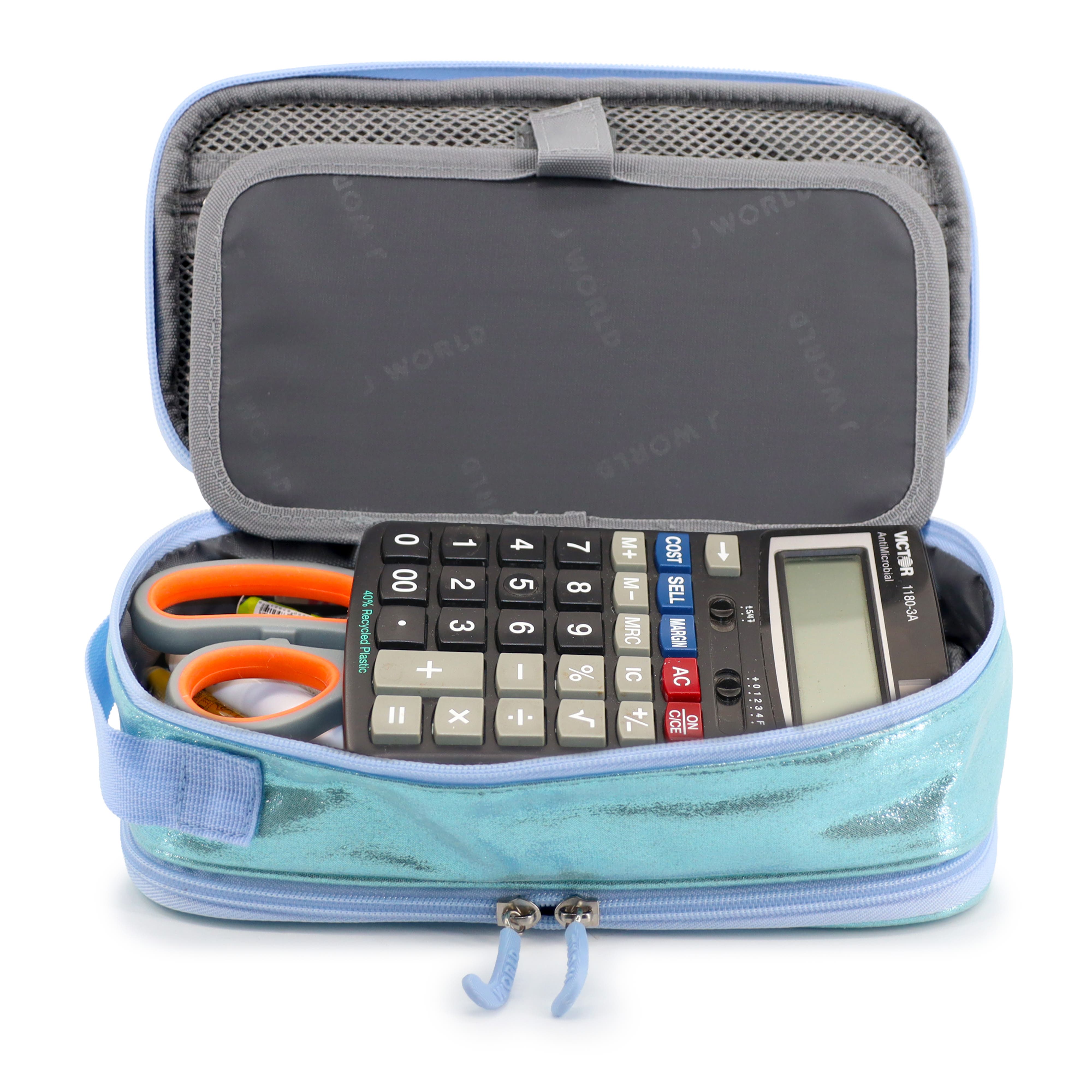 Doodle Pencil Case with Handle Strap, Alternate, color, Metallic Teal