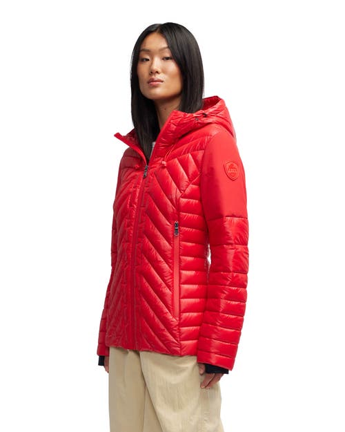 Shop Pajar Esmay Lightweight Mixed Media Quilted Packable Puffer In Current Red