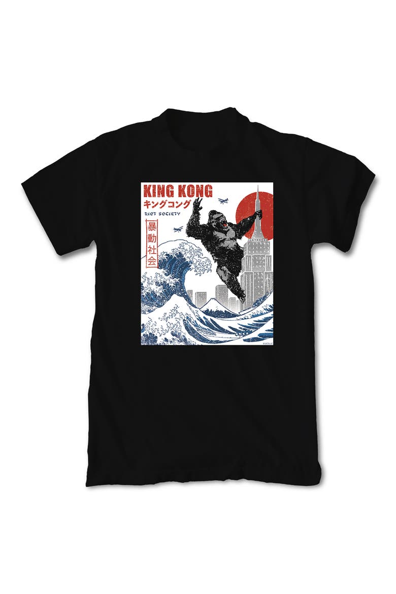 King Kong Kanji Wave Graphic T-Shirt, Main, color, BLACK