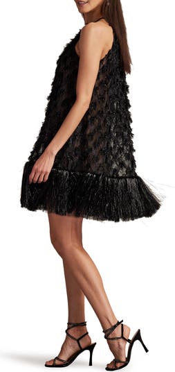 SHO by Tadashi Shoji Metallic Fringe Sleeveless Trapeze