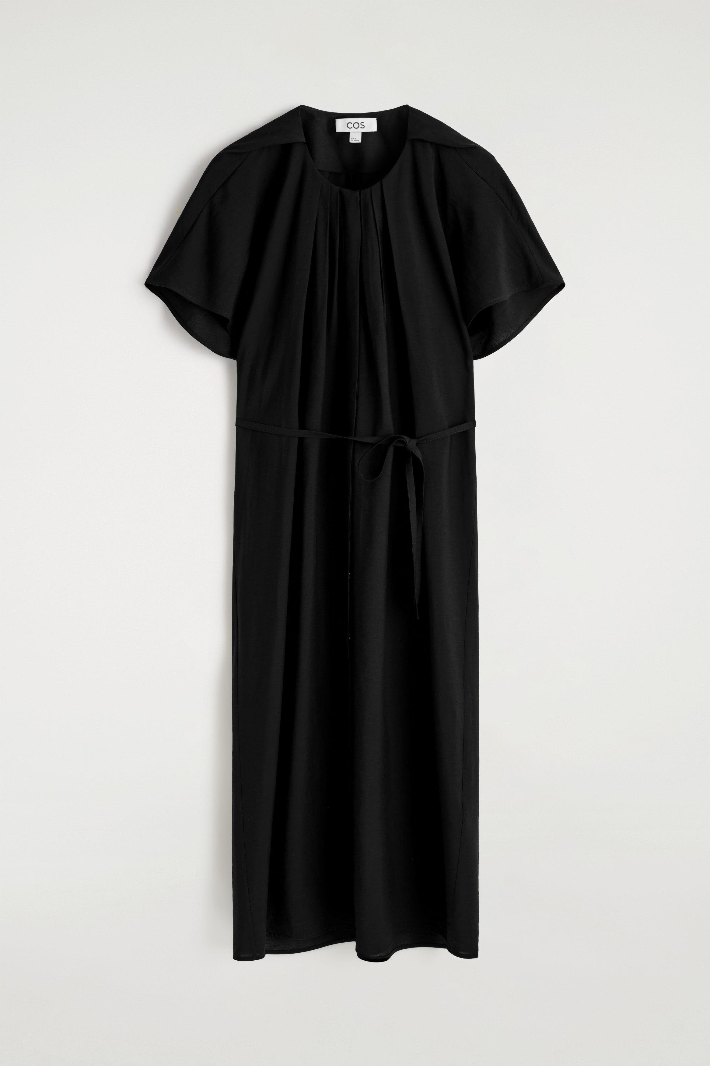 pleated belted midi dress Black Halo Noemia Pleated Belted Midi Dress in Black  Suite 201