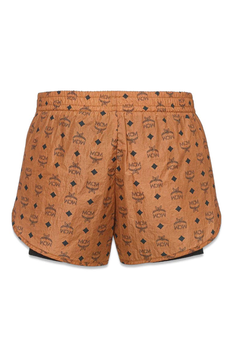 MCM Monogram Print Shorts in ECONYL<sup>®</sup>, Alternate, color, Brown