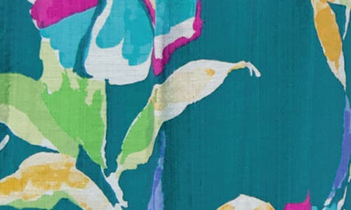 London Times Floral V-neck Elastic Waist Maxi Dress In Teal/pink
