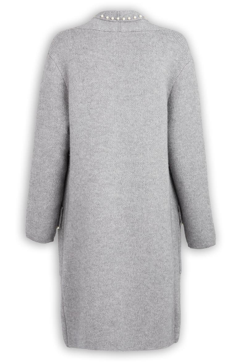 Faux Pearl Cardigan Jacket, Alternate, color, GREY