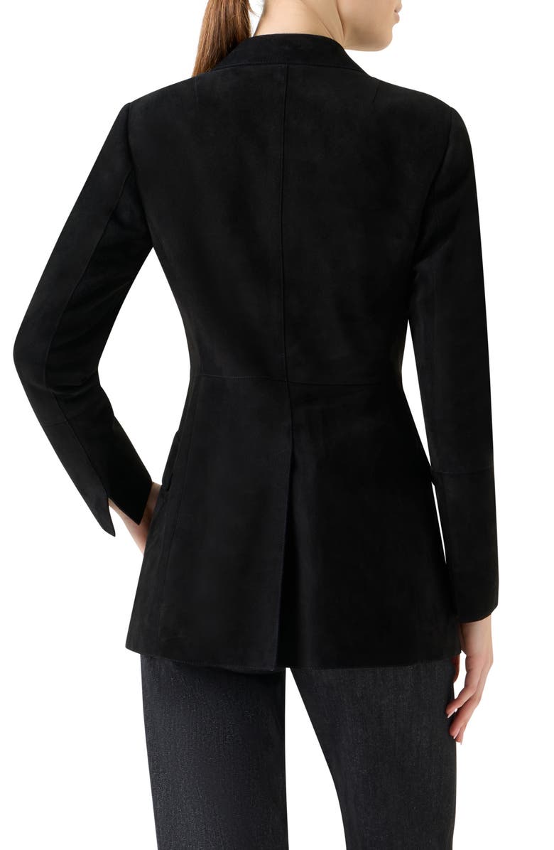 Akris punto Lambskin Suede Blazer, Alternate, color, Black
