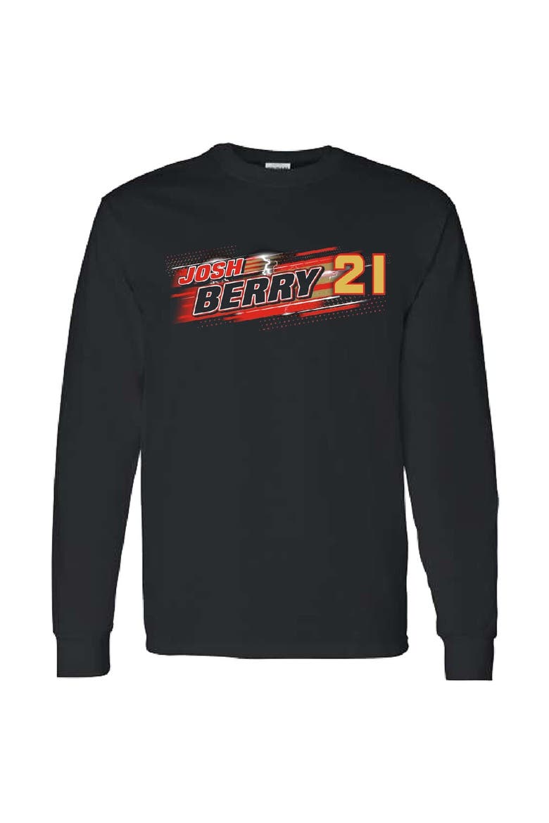 Men's Checkered Flag Sports Black Josh Berry Name & Number Long Sleeve T-Shirt, Alternate, color, Black