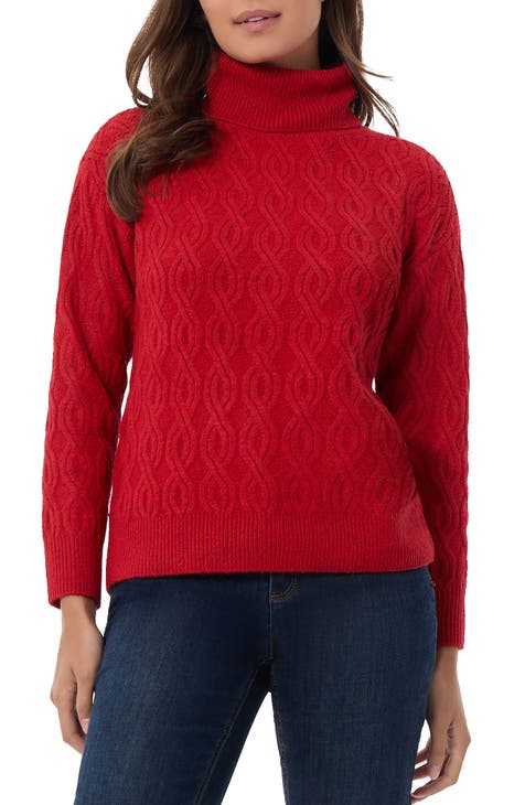 Jones New York Mongolian Cashmere Button Turtleneck 2024 Sweater Red Womens Medium