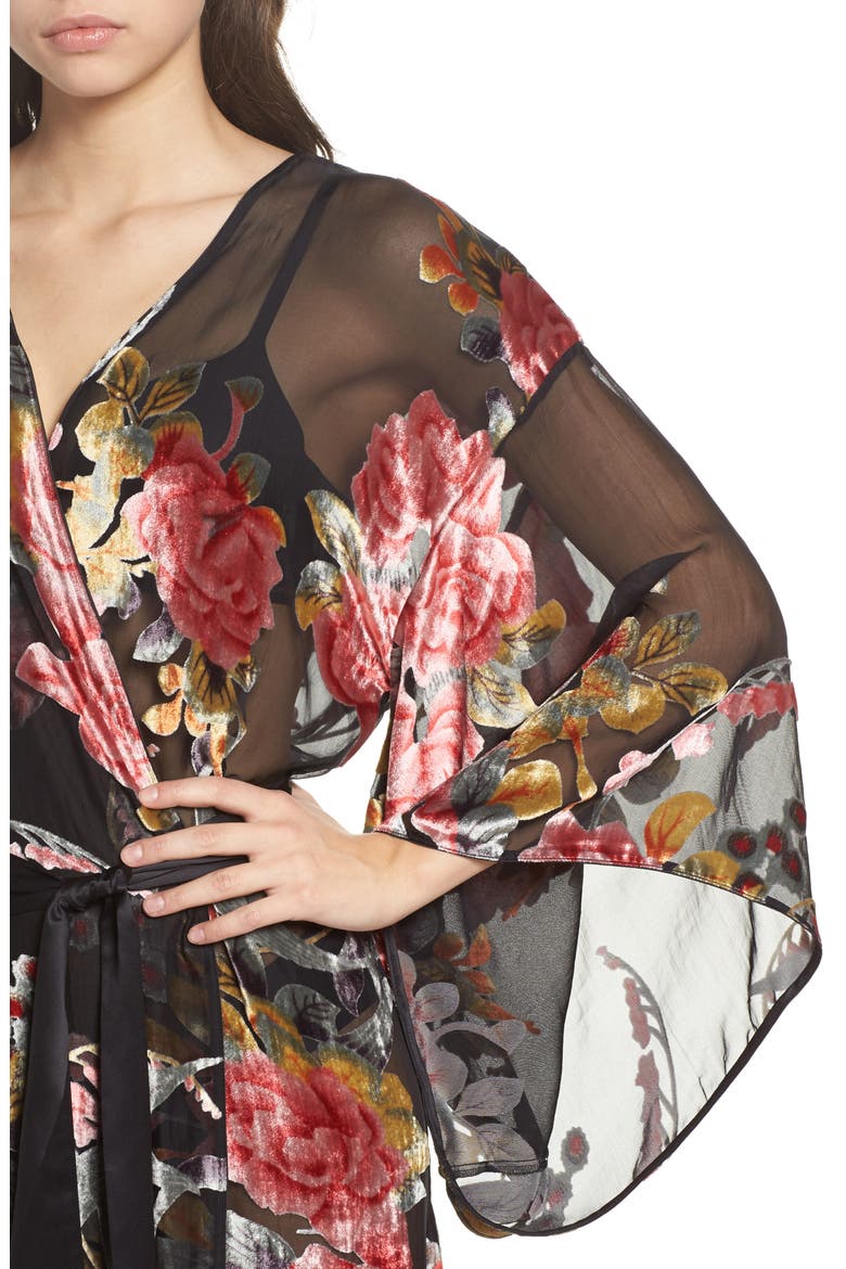 Burnout Velvet Robe, Alternate, color, BLACK
