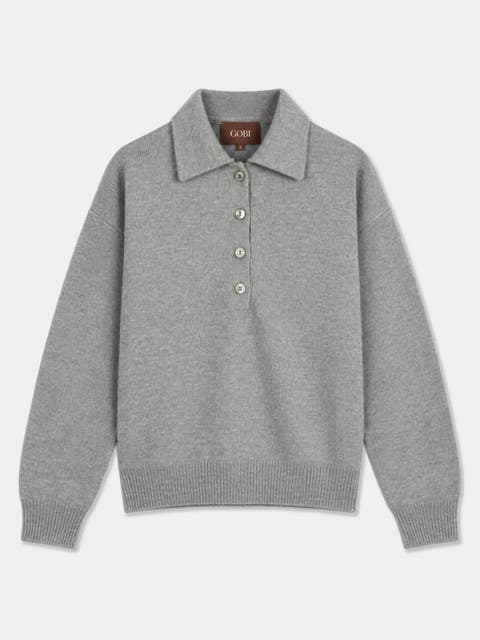 Cashmere Polo-collar Sweater