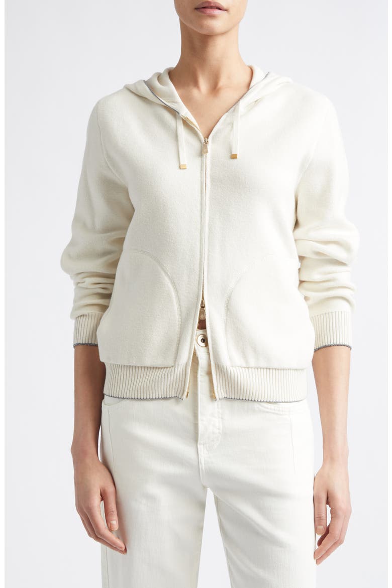 Full Zip Hoodie with Metallic Trim, Main, color, 75 PEARL GRAY