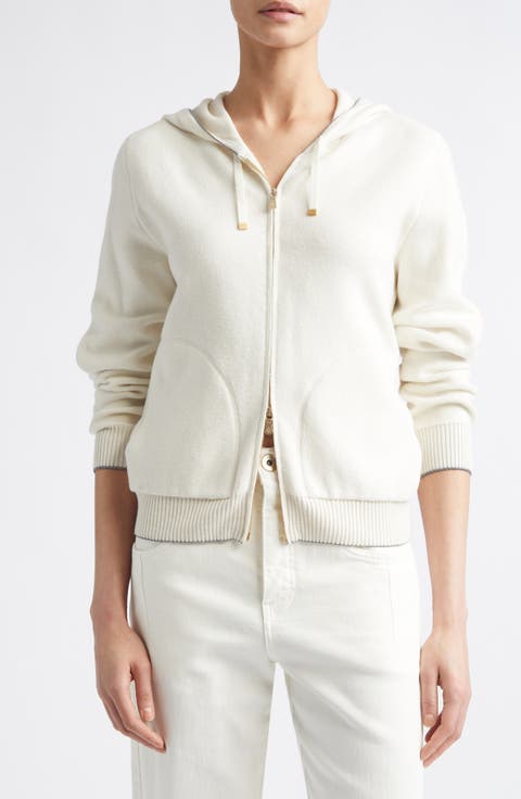Full Zip Hoodie with Metallic Trim