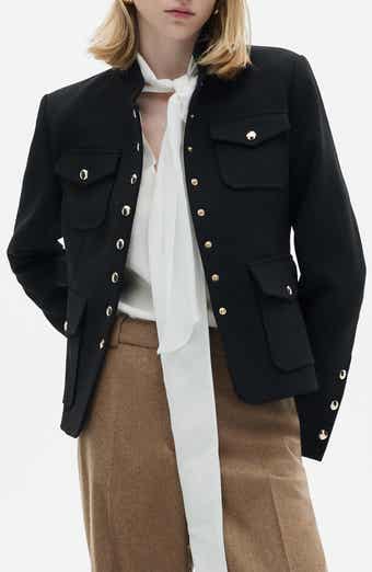 MANGO Mandarin Collar Snap Front Jacket