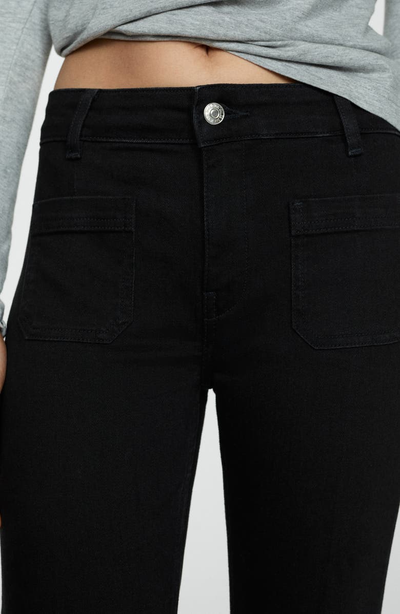 MANGO Alex Raw Hem Patch Pocket Crop Flare Jeans, Alternate, color, 