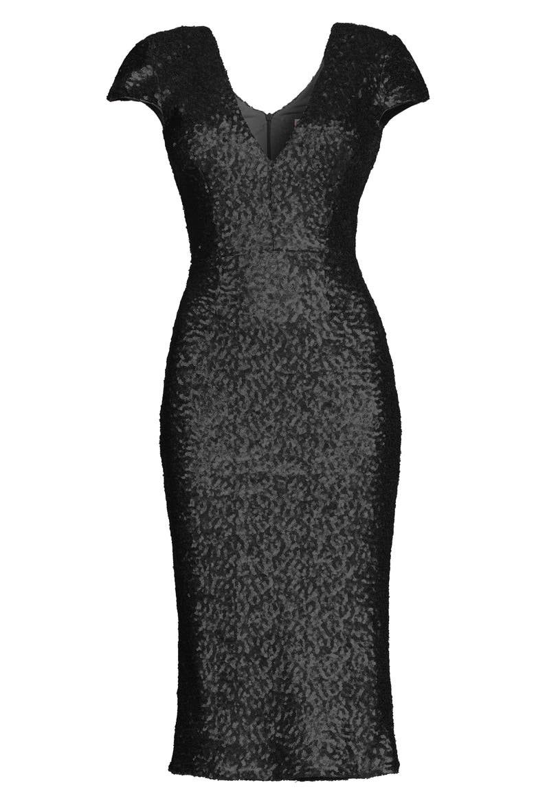 Allison Sequin Sheath Dress, Alternate, color, MATTE BLACK