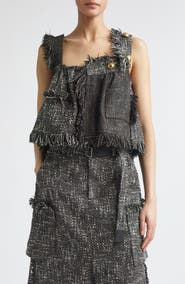 Sacai Crop Mixed Tweed Camisole