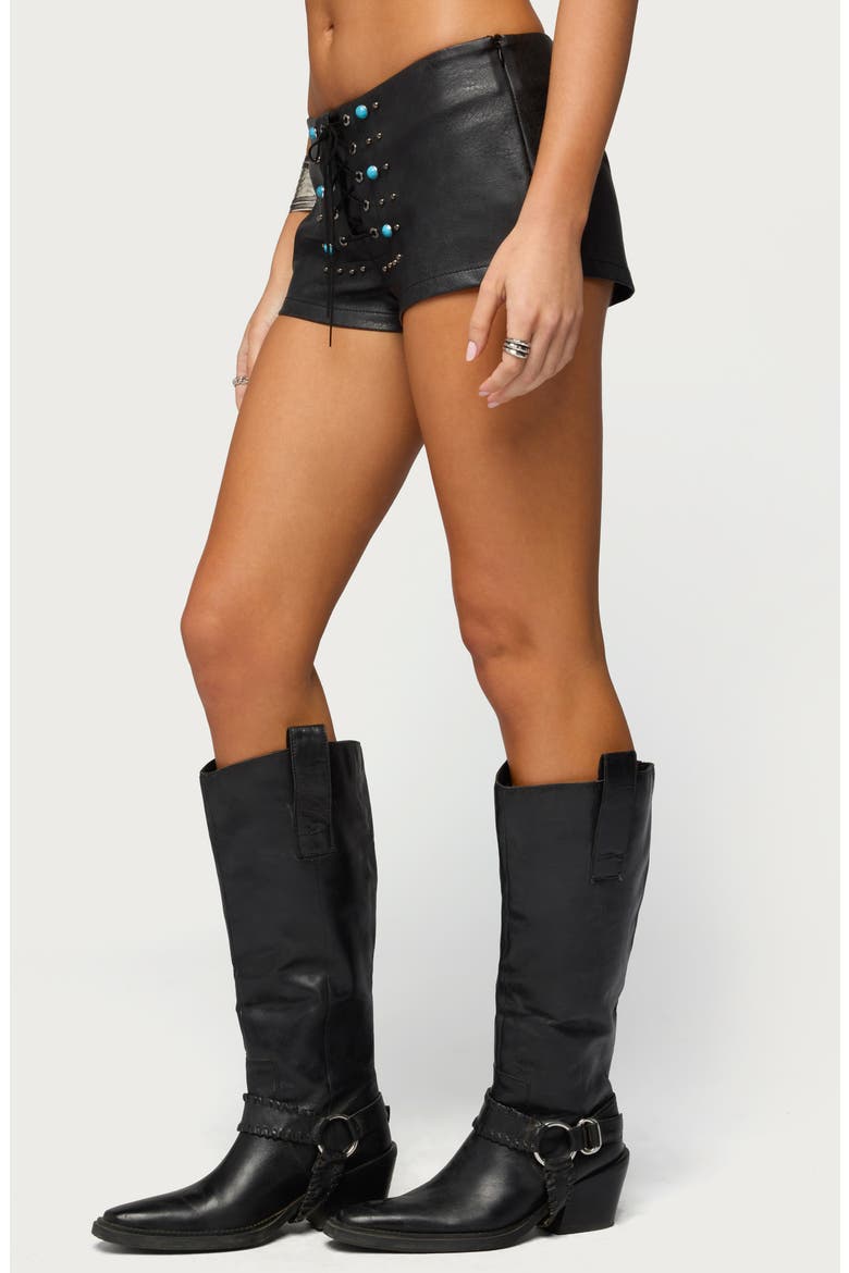 Jessica Faux Leather Shorts, Alternate, color, BLACK